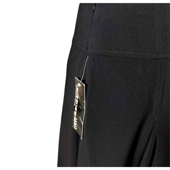 Dalia NWT Black Pleated A Line Wide Band Knee Length Side Zip Skirt Size 10 - Picture 3 of 7
